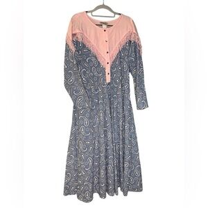 Vintage Circle T by Marilyn Lenox pink & blue paisley bandana cowgirl dress